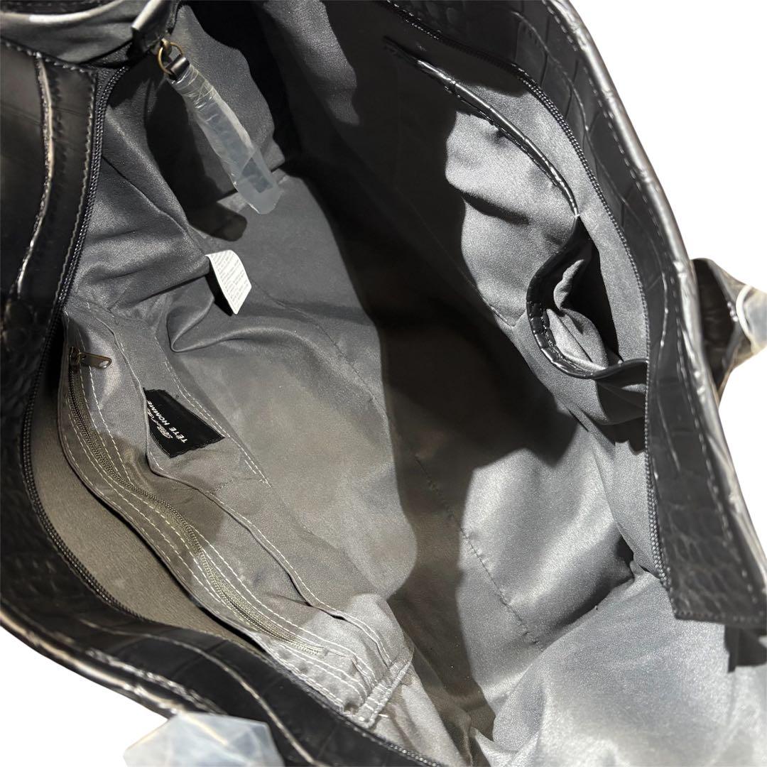 【新品未使用】テットオム/クロコダイル型押しカウレザートートバッグ/牛革/A4可