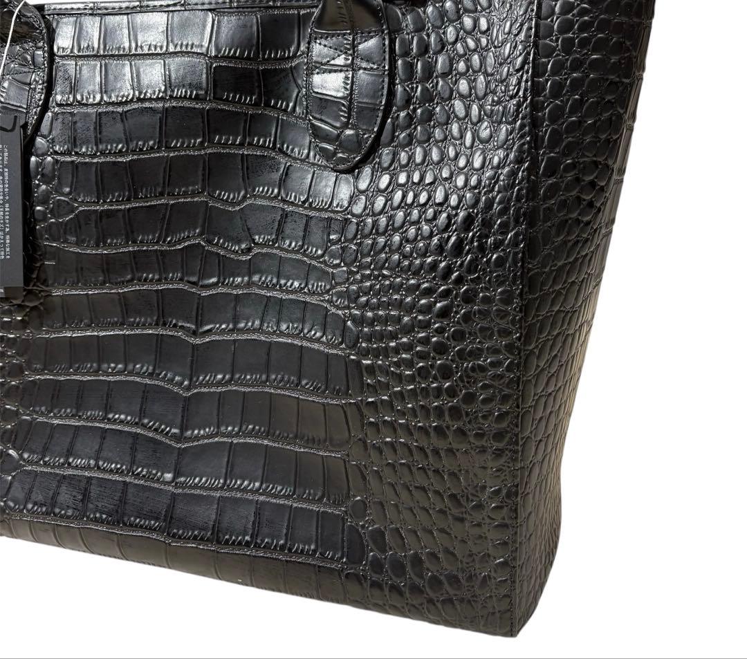 【新品未使用】テットオム/クロコダイル型押しカウレザートートバッグ/牛革/A4可