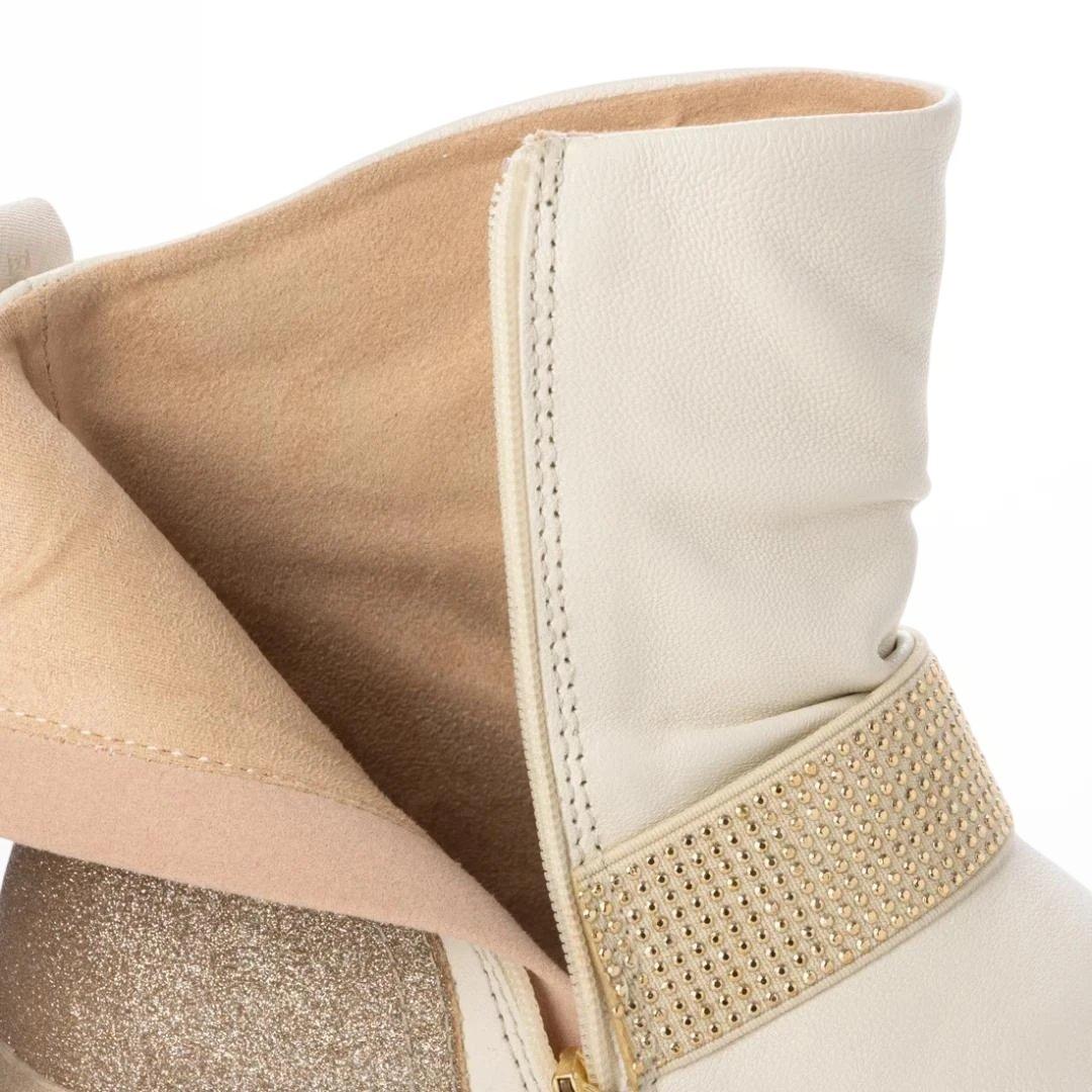 bussola 本革ホワイトブーツ ゴールドアクセント24.5