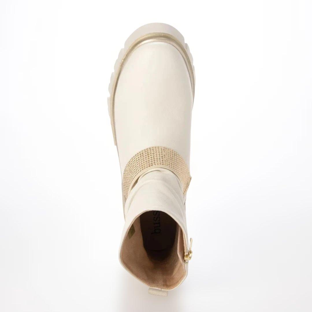 bussola 本革ホワイトブーツ ゴールドアクセント24.5