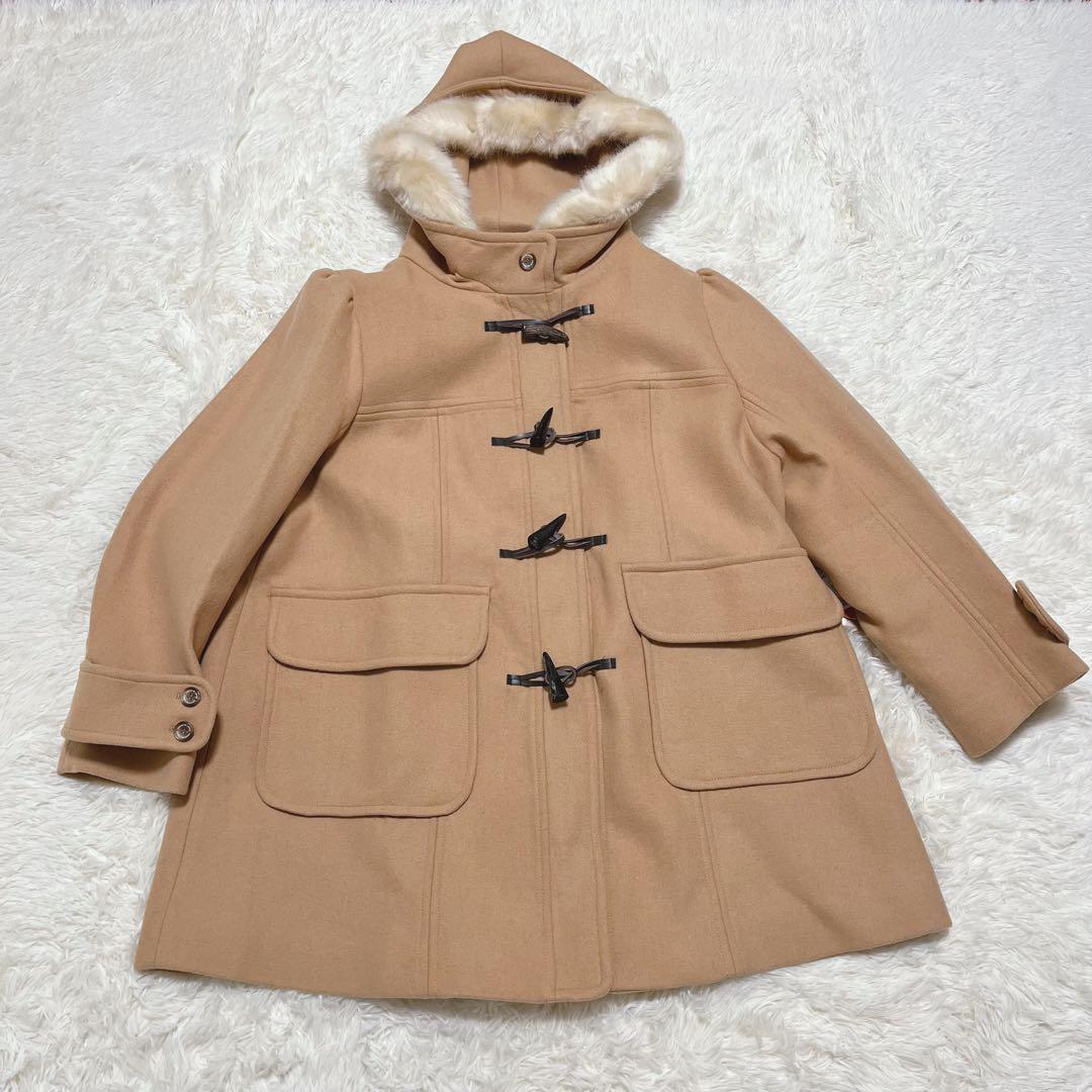 【未使用タグ付】フランシュリッペ　大きいサイズ　5L ファー付きコート　キャメル