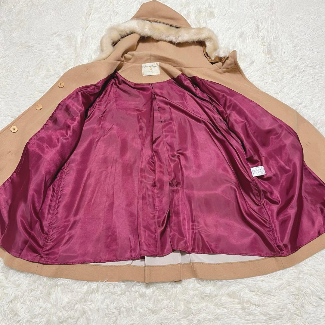 【未使用タグ付】フランシュリッペ　大きいサイズ　5L ファー付きコート　キャメル