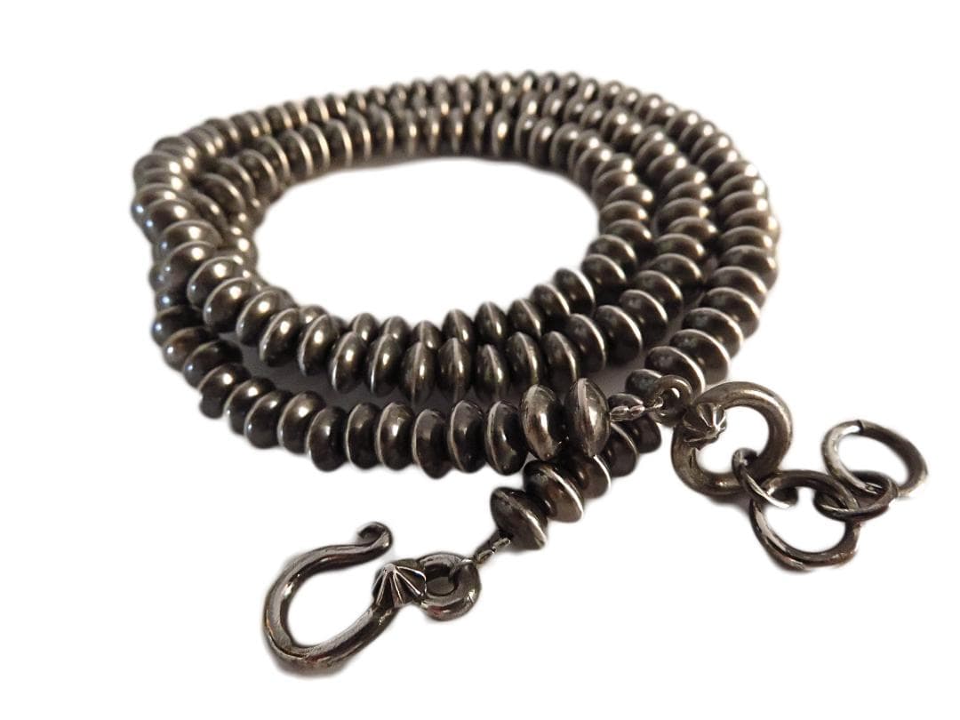 【Mサイズ】ナバホパール ビーズネックレス シルバー インディアンジュエリー