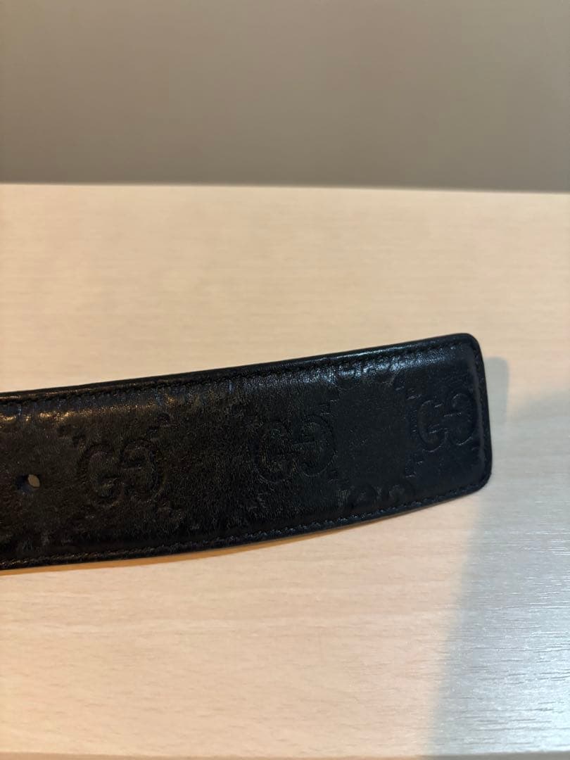 GUCCI グッチGGパターン レザーベルト ブラック