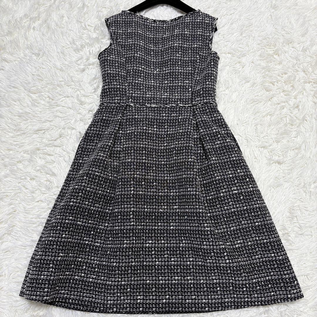 【美品】Rene TISSUEツイードワンピース Aライン フレア 38