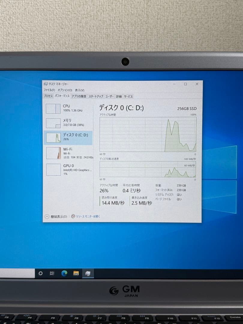 M*様 ノートパソコン –8/256GB Windows 11 Pro