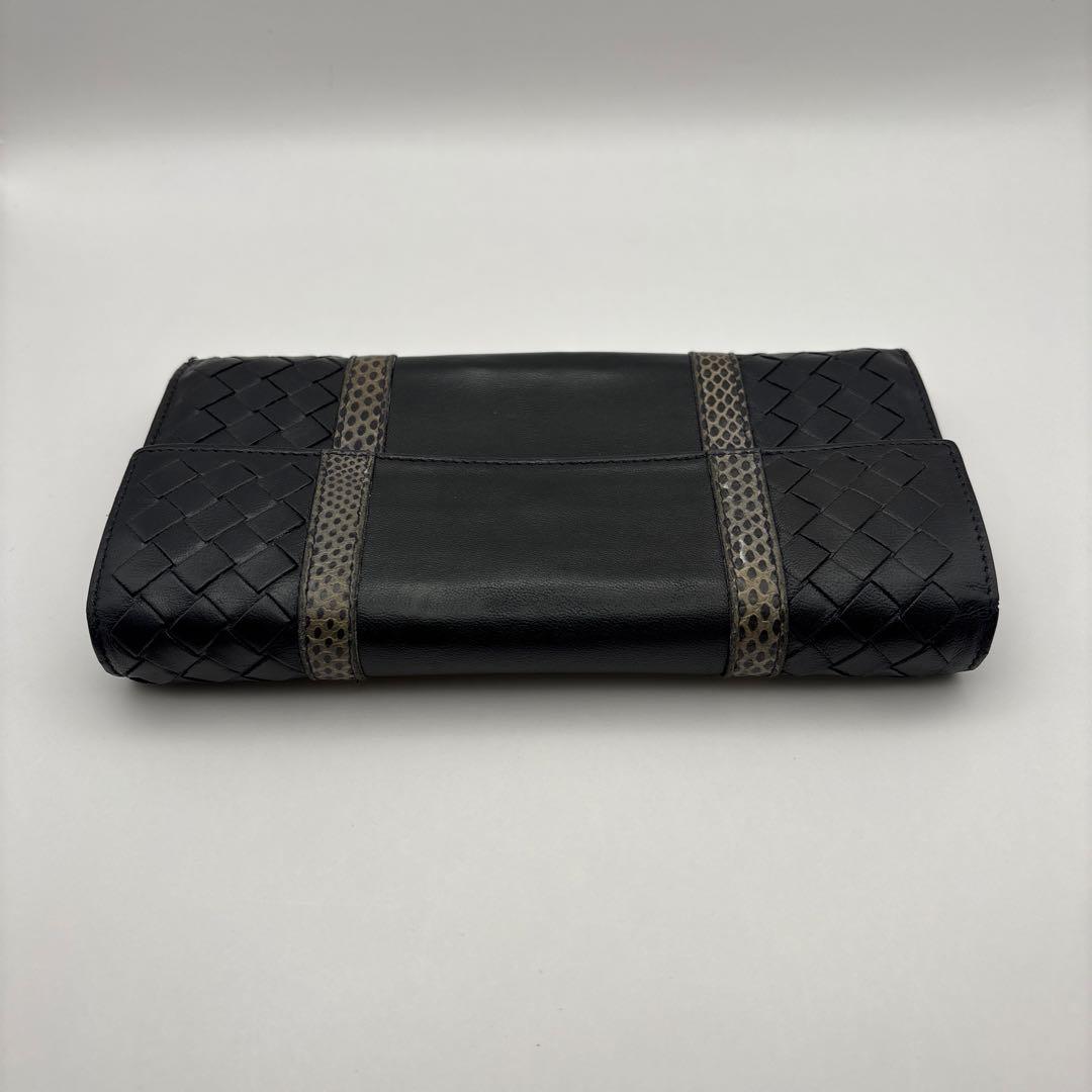 ◆正規品◆ボッティガヴェネタイントレチャート 長財布パイソン柄ブラック