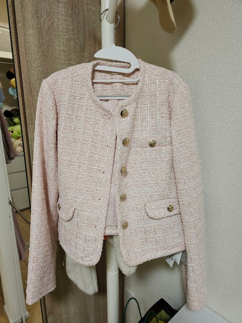 (限定セール中！)セルフォード　パイピングシャートジャケット　ピンク