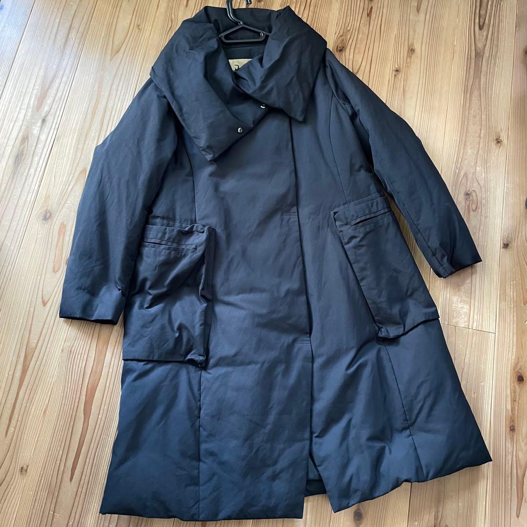 美品★センソユニコ 芽風 mefu 変形 ロングダウンコート ブラック 黒 38