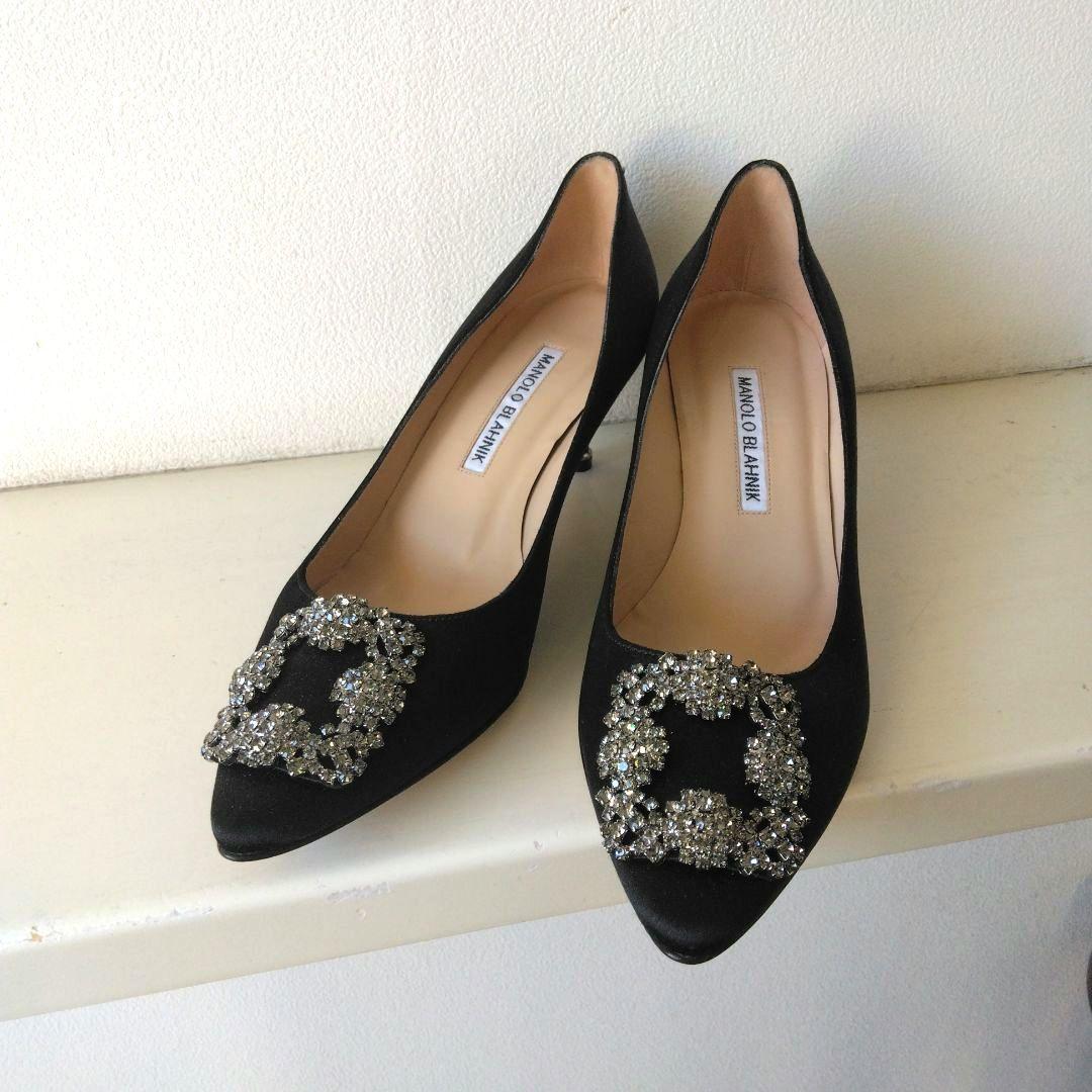 「極美品」MANOLO BLAHNIK マノロブラニク　ハンギシ　サテン　37