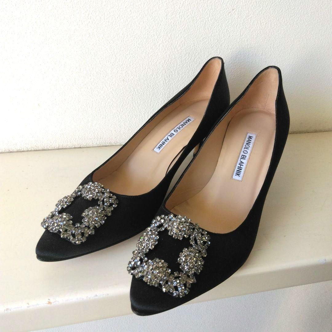 「極美品」MANOLO BLAHNIK マノロブラニク　ハンギシ　サテン　37