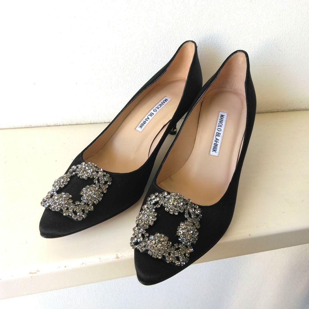 「極美品」MANOLO BLAHNIK マノロブラニク　ハンギシ　サテン　37