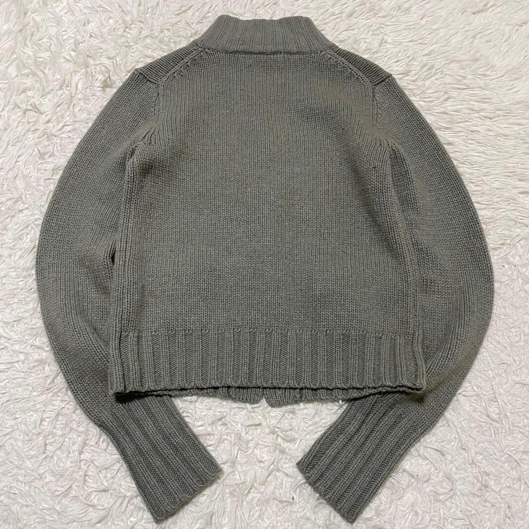 極美品/XL相当 ラルフローレン カシミヤ ケーブルニット レザー オリーブ色