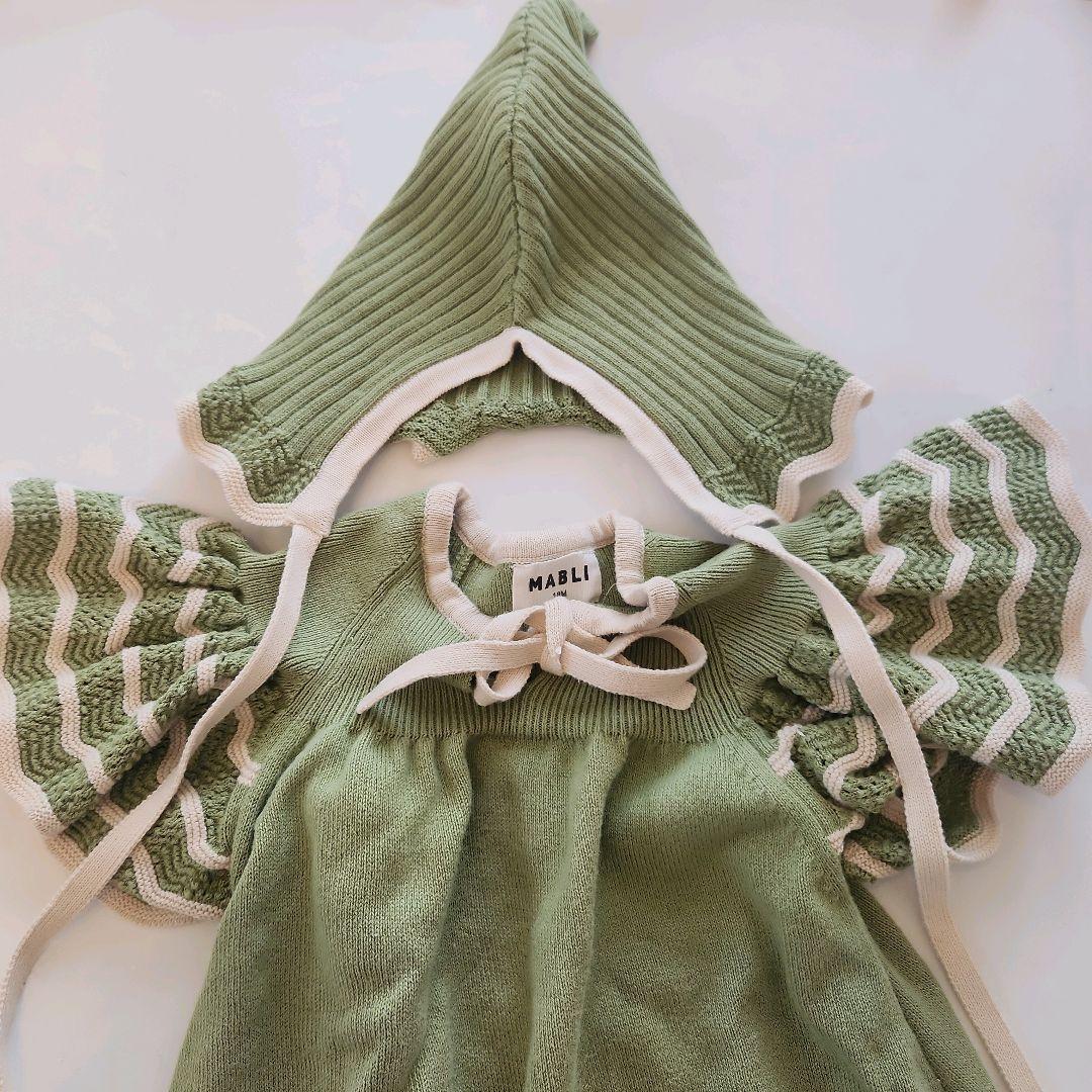 MABLI 23ss ロンパース ボンネット セット　コビト 小人 マブリ 緑