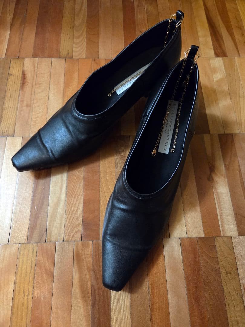 ステラマッカートニー パンプス チェーンストラップ付き ブラック 39