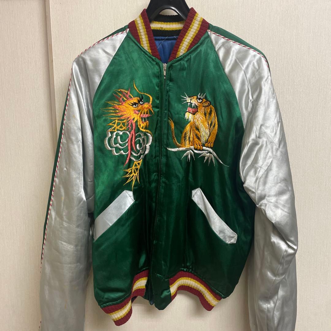 50′s スカジャン　中綿あり　鷹　ジャパンマップ　38度線　M デッドストック