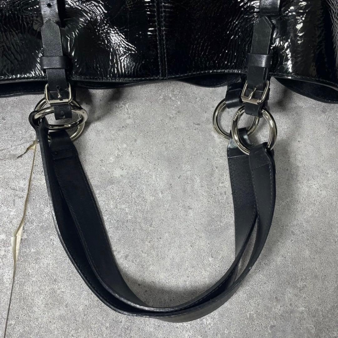 美品　バリー　大容量　トートバッグ　黒　光沢　メンズ　A4対応