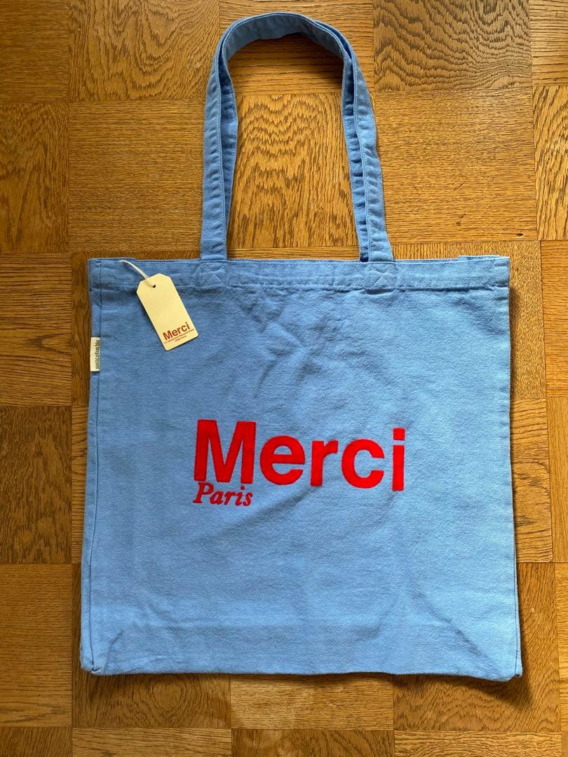 Merci Paris 水色 トートバッグ