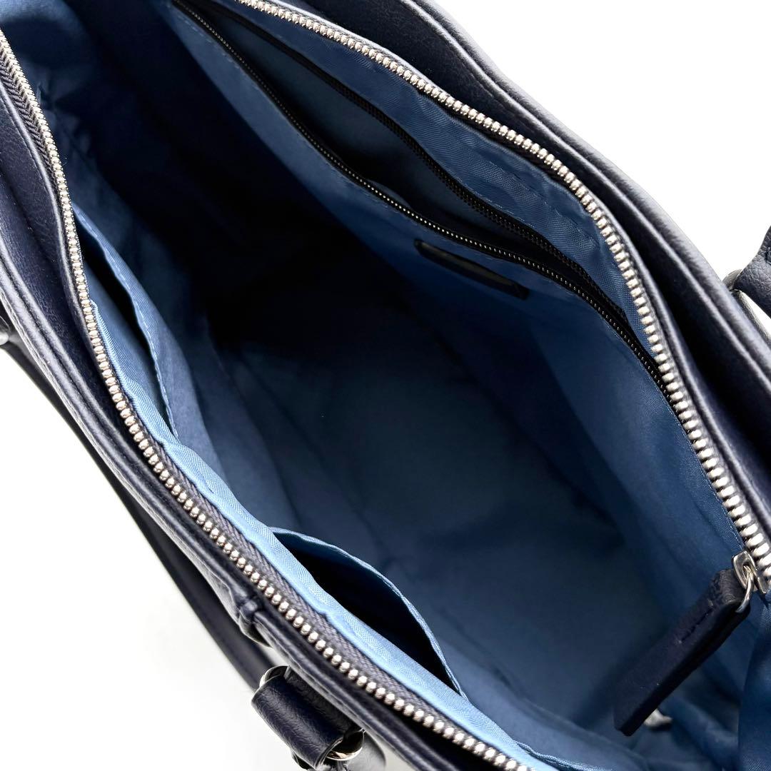 【未使用級】レクサス トートバッグ ヴィーガンレザー 肩掛け A4可 ネイビー