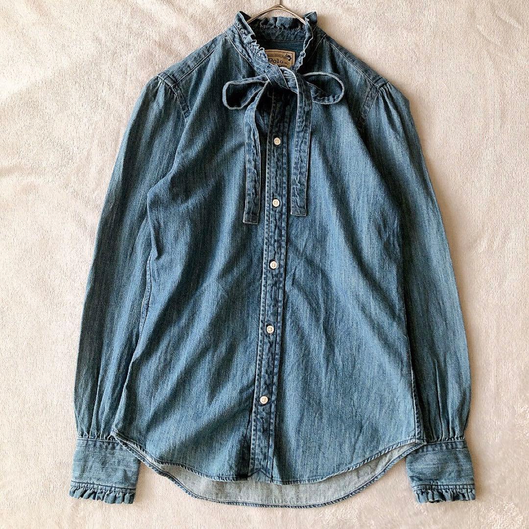 【希少サイズ】Polo Ralph Lauren デニムシャツ ボウタイ