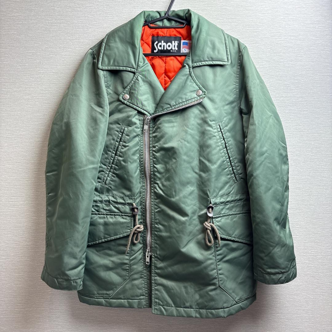 希少 Schott ナイロン ミリタリージャケット ダブルライダース N3B S