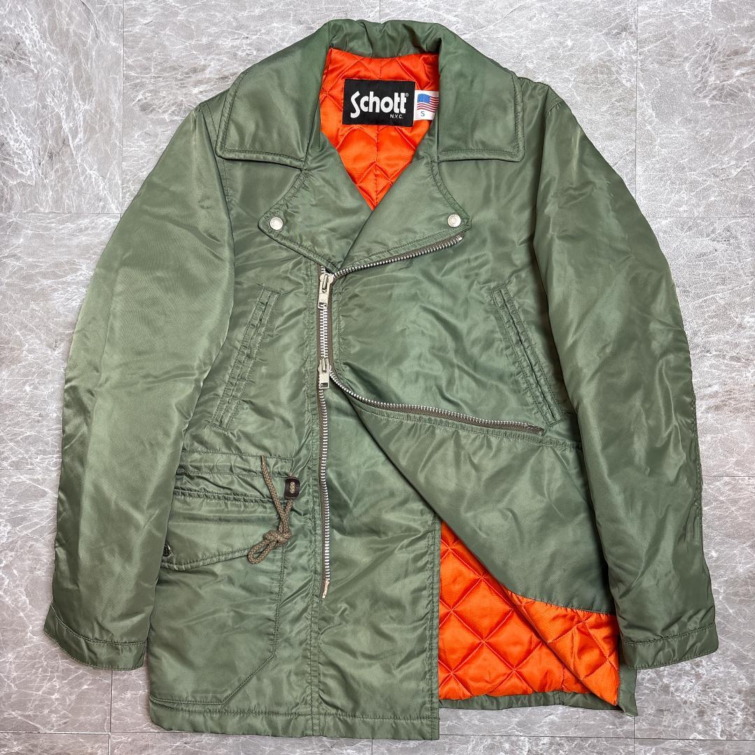 希少 Schott ナイロン ミリタリージャケット ダブルライダース N3B S