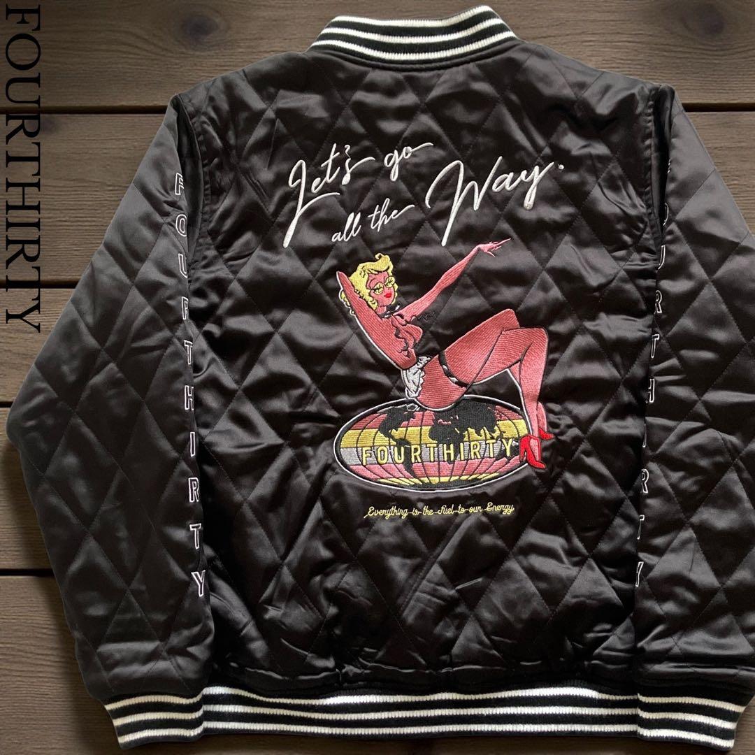 未使用 FOUR TWENTY 別珍スカジャン 豪華刺繍ブラックベロアジャケット