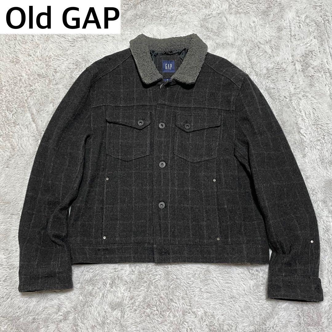 OLD GAP ウールジャケット　00s Y2K 短丈　襟ボア　チェック　XL