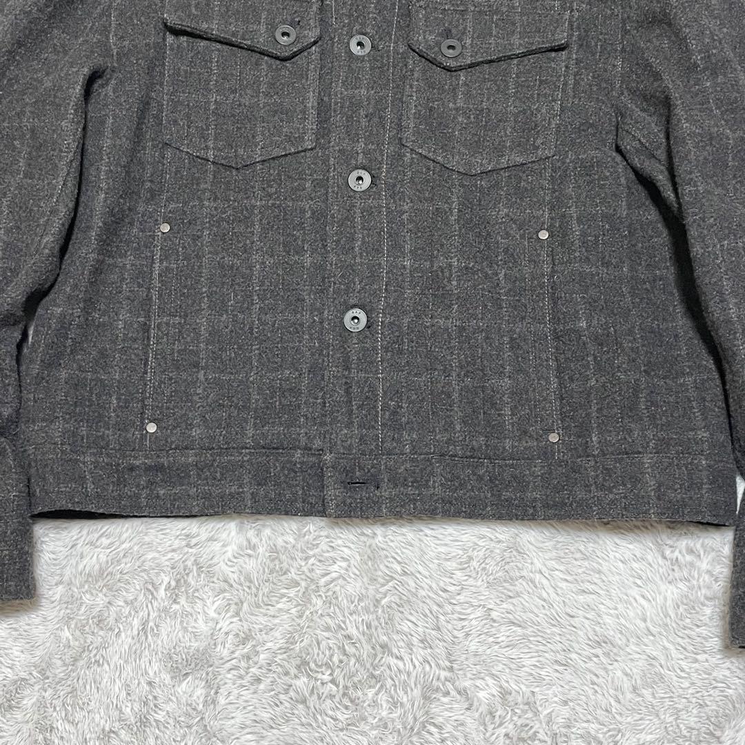 OLD GAP ウールジャケット　00s Y2K 短丈　襟ボア　チェック　XL