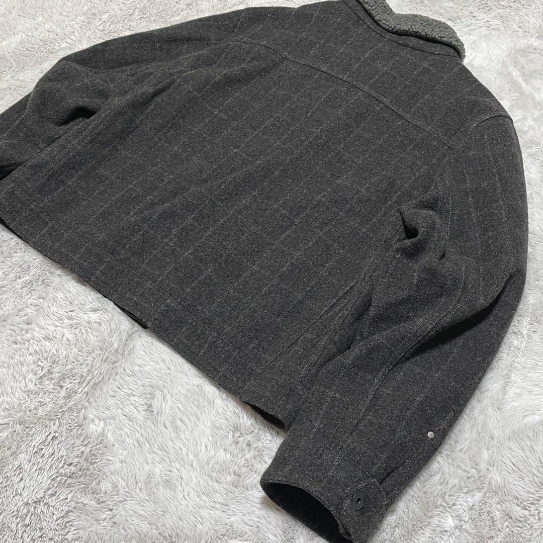 OLD GAP ウールジャケット　00s Y2K 短丈　襟ボア　チェック　XL