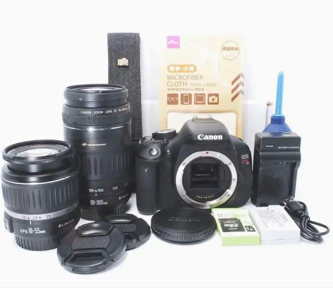 Canon kiss X5 一眼レフ☆望遠付きWレンズ☆付属品付きすぐ使える☆