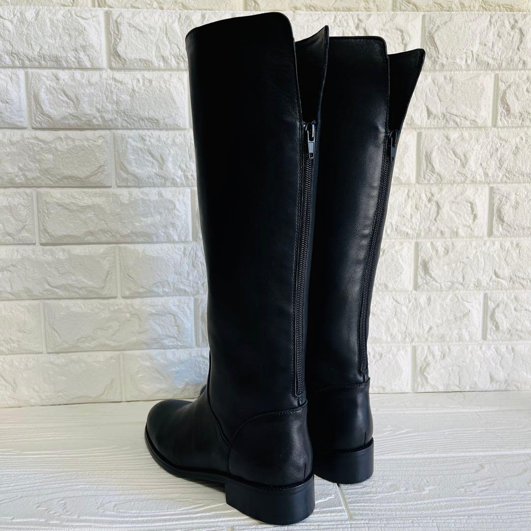 【極美品】REMME レザー ロングブーツ 黒 37 23.5 バックジップ