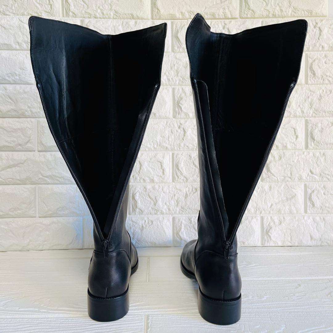 【極美品】REMME レザー ロングブーツ 黒 37 23.5 バックジップ