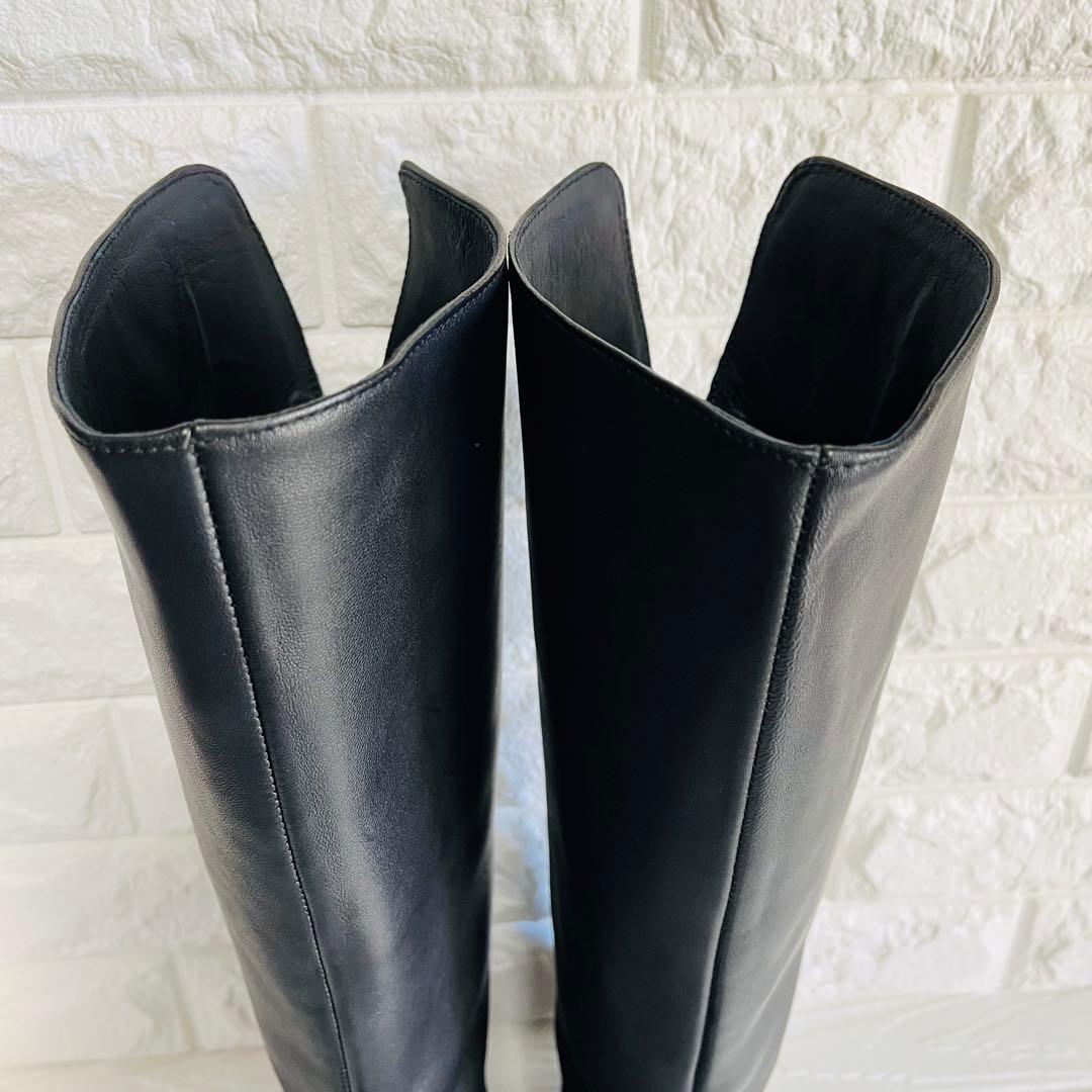 【極美品】REMME レザー ロングブーツ 黒 37 23.5 バックジップ