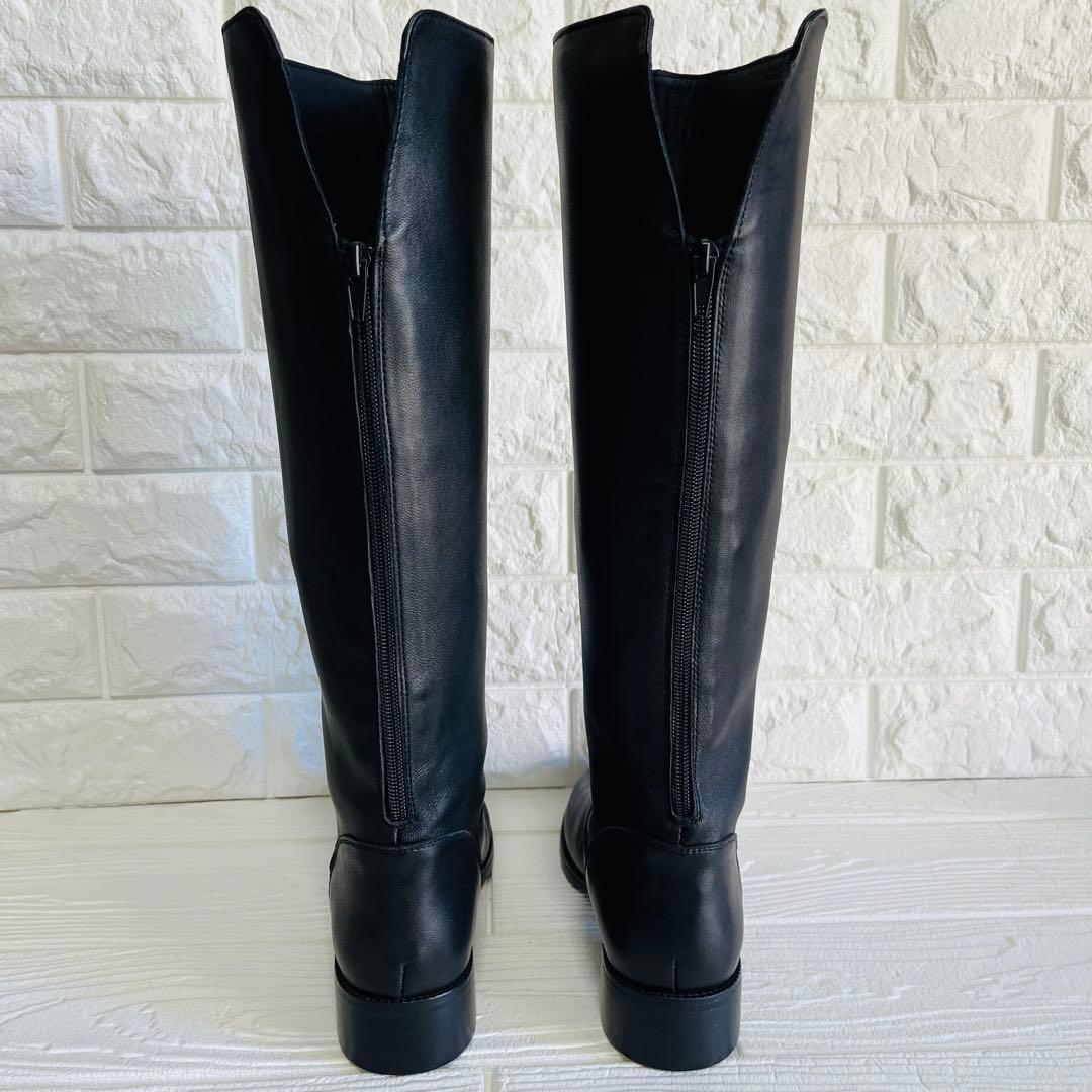 【極美品】REMME レザー ロングブーツ 黒 37 23.5 バックジップ