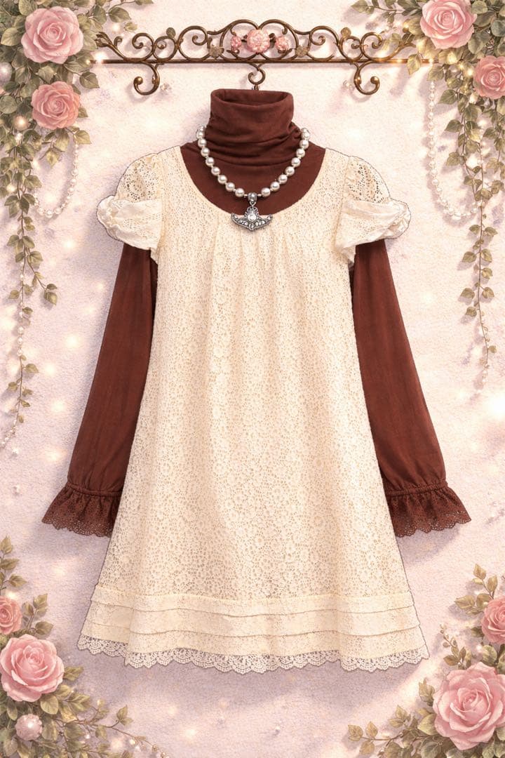 レースワンピース 森ガール 姫カジ y2k 古着ガーリー フェアリーグランジ