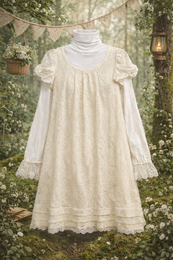 レースワンピース 森ガール 姫カジ y2k 古着ガーリー フェアリーグランジ