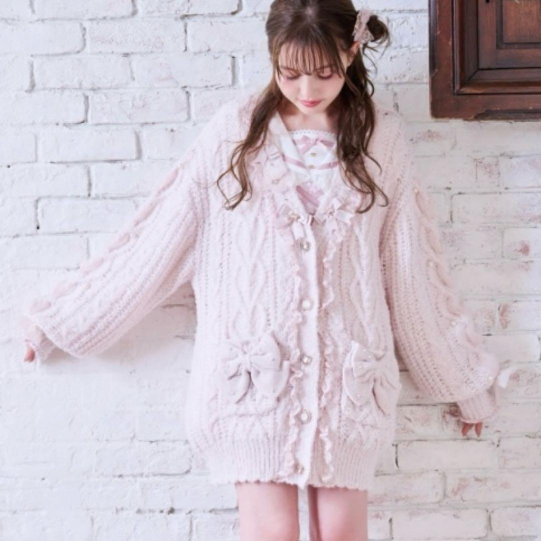 メニーリボンロングカーディガン