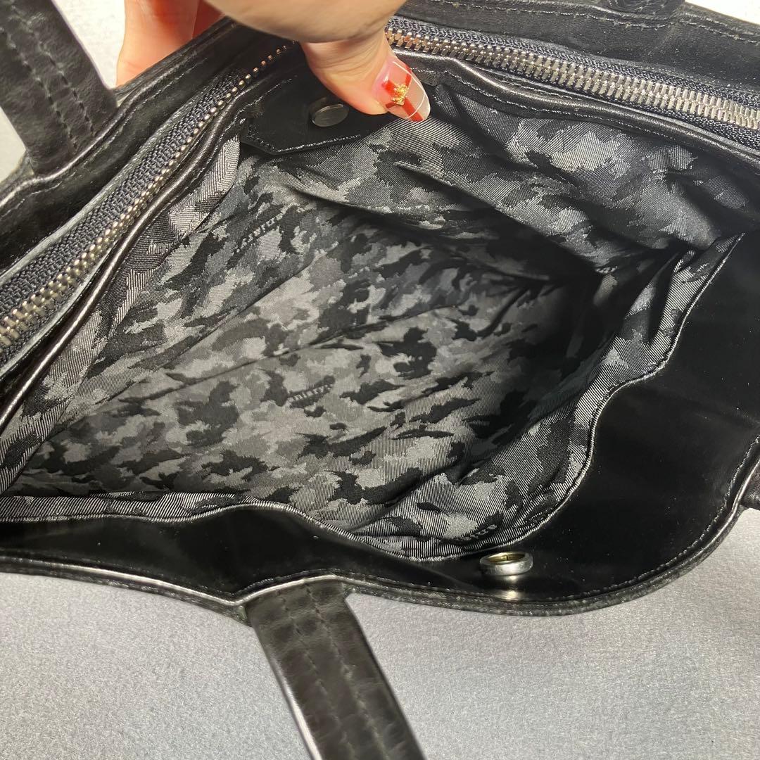 アニアリ トートバッグ 肩掛け レザー 上質 ビジネス A4/PC収納 ブラック