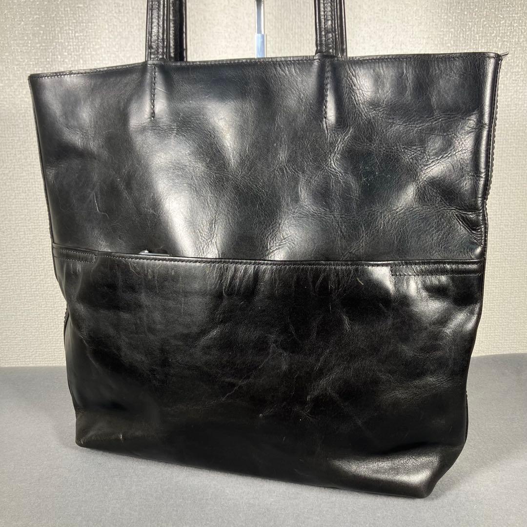 アニアリ トートバッグ 肩掛け レザー 上質 ビジネス A4/PC収納 ブラック