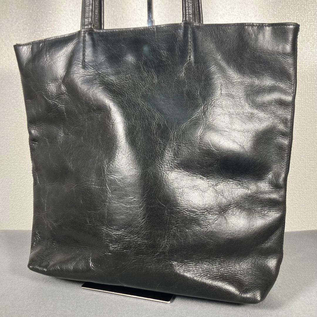 アニアリ トートバッグ 肩掛け レザー 上質 ビジネス A4/PC収納 ブラック