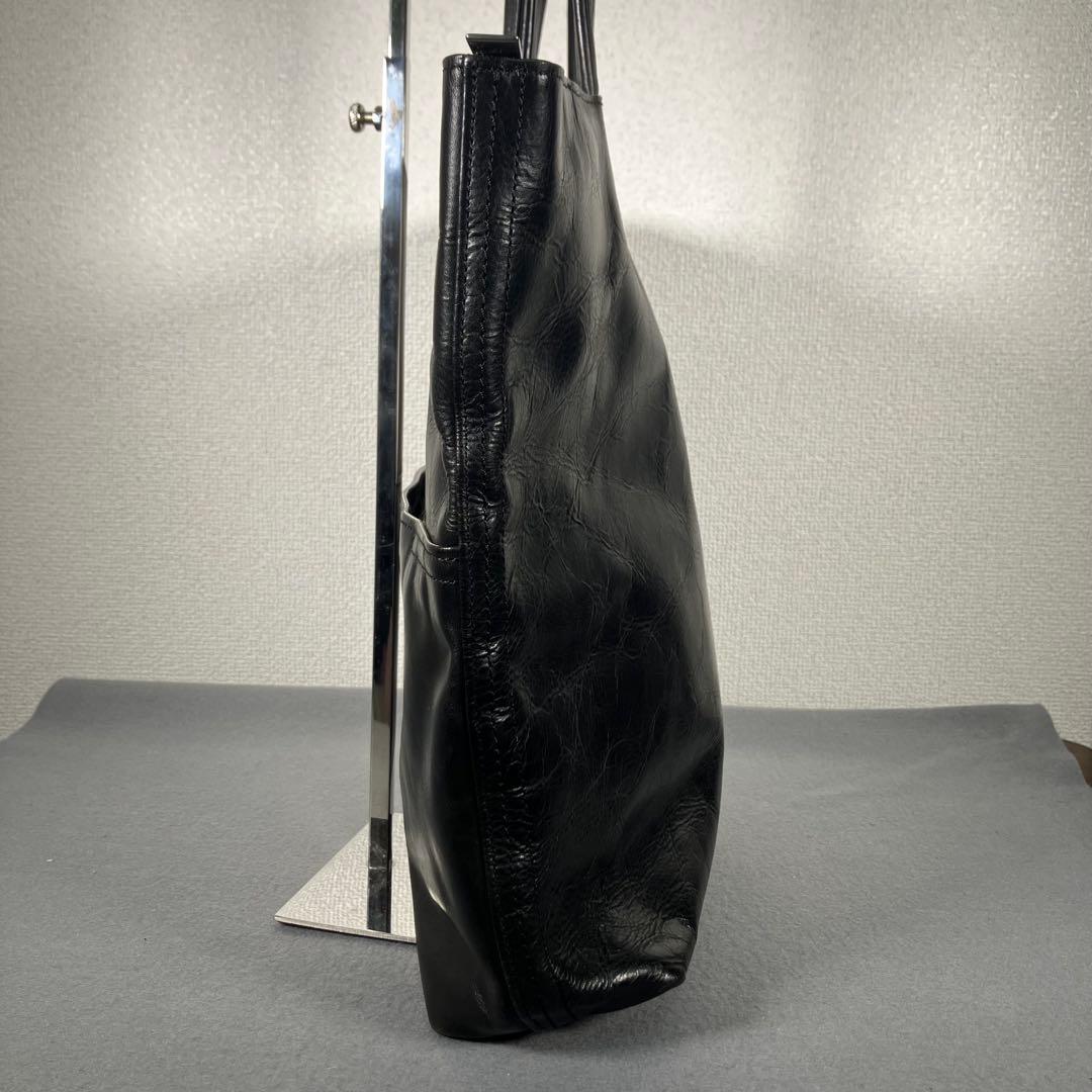 アニアリ トートバッグ 肩掛け レザー 上質 ビジネス A4/PC収納 ブラック