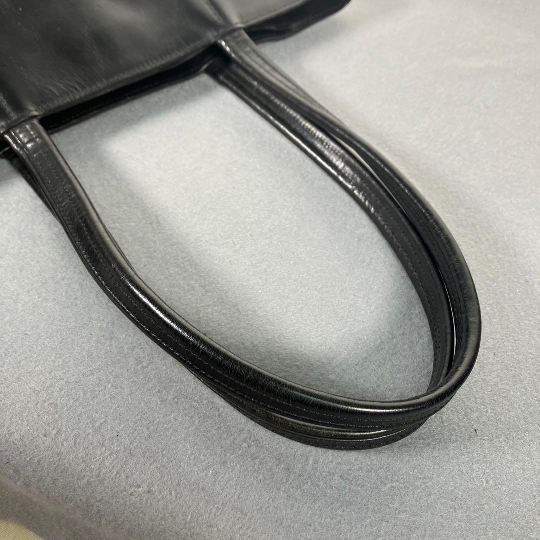 アニアリ トートバッグ 肩掛け レザー 上質 ビジネス A4/PC収納 ブラック