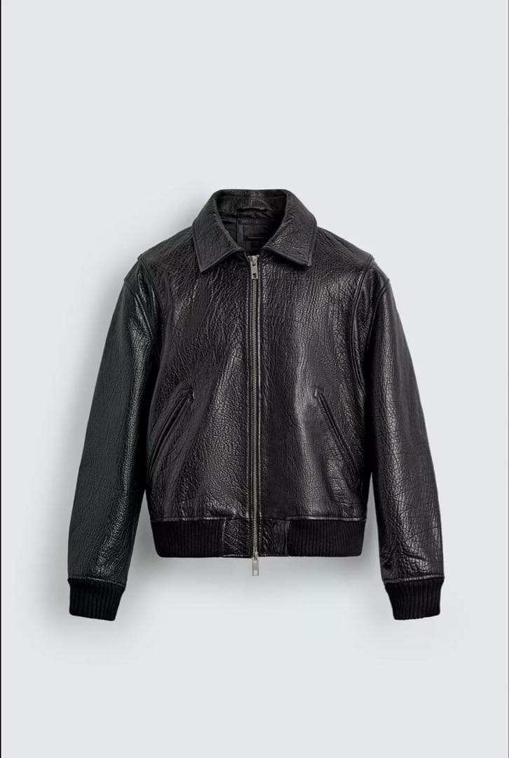 ZARA エンボス加工レザーバイカージャケット　Sサイズ