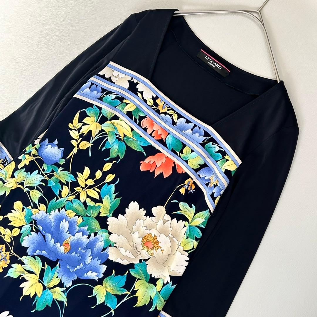 極美品✨レオナール カンカン 美しい花柄のワンピース ロング