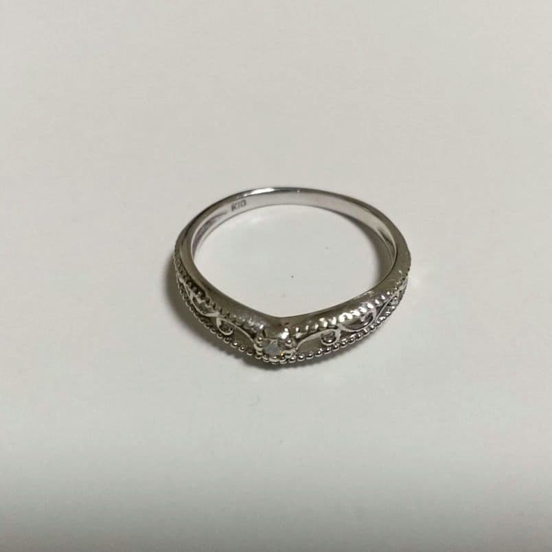 【JEWELRY TSUTSUMI】K10 WG ダイヤモンドピンキーリング