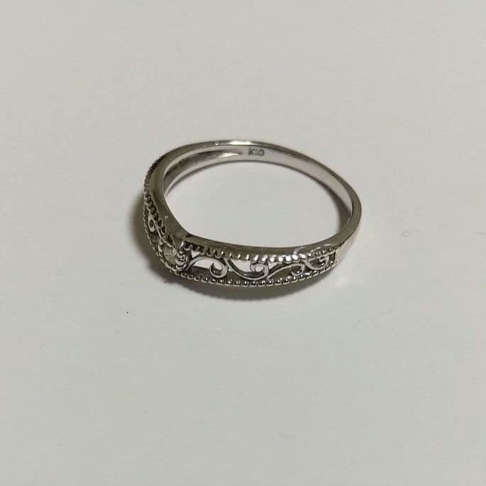 【JEWELRY TSUTSUMI】K10 WG ダイヤモンドピンキーリング