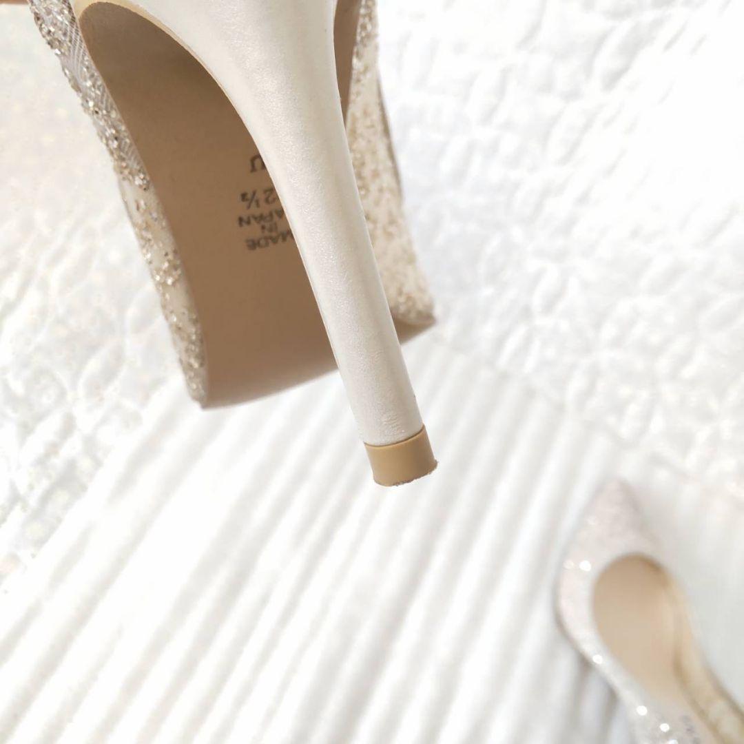 美品✨DIANA グリッターチュールハイヒール プラチナ ウェディング 22.5