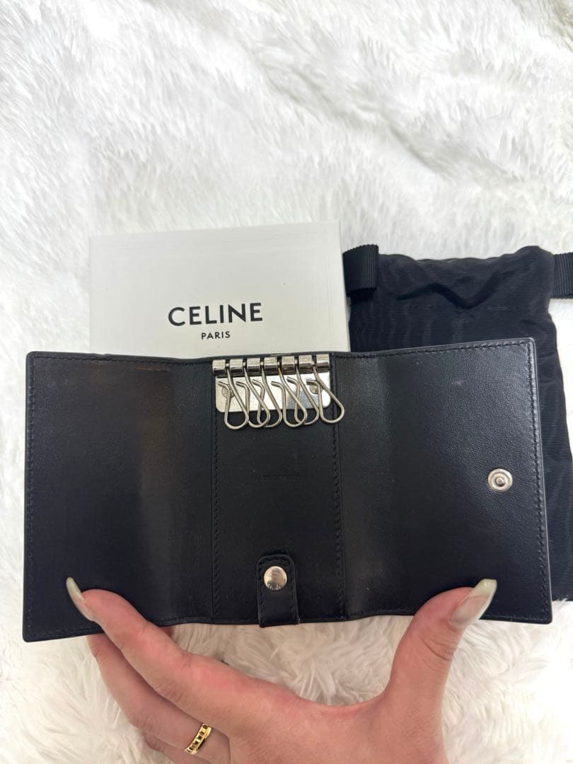CELINE ブラック レザー キーケース