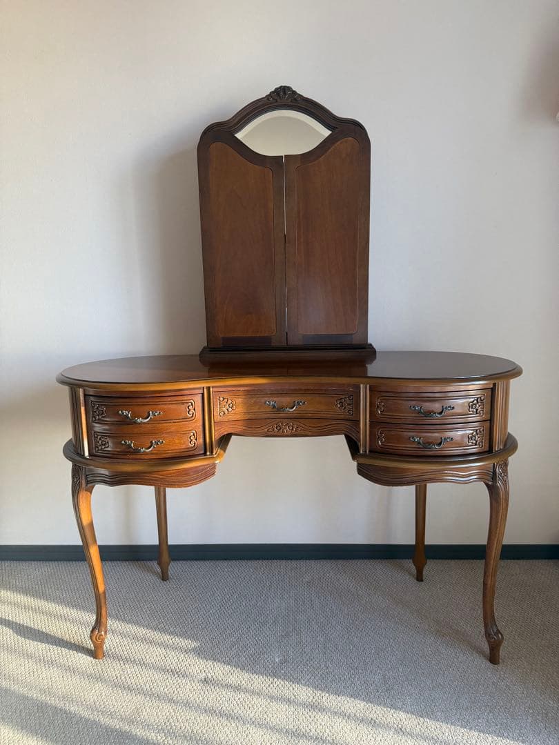 イタリア製　ドレッサー　猫脚　 鏡台　三面鏡　美品